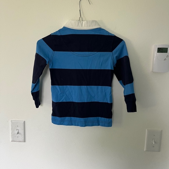 Hanna Andersson striped quarter button collared polo with elbow padding - Picture 2 of 3